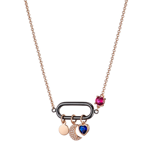Charming Clip necklace rose gold / black