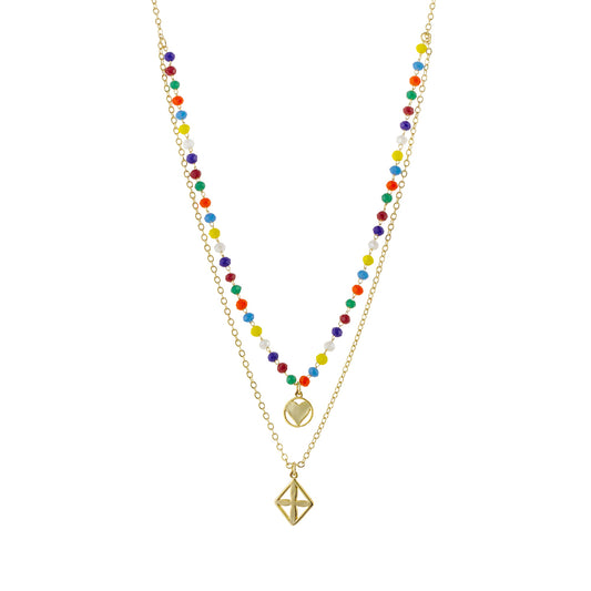 Princess gold-plated double chain necklace
