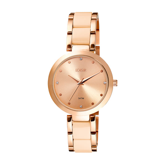 Holiday rose gold and nude resin watch