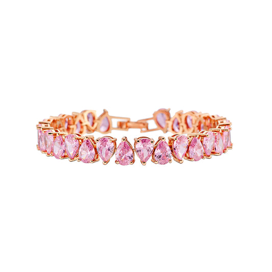 Eleganza rose gold tennis bracelet with pink zirconia
