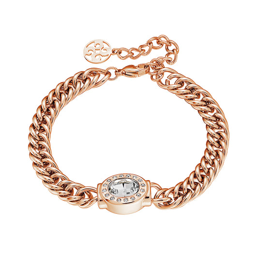 Extravaganza Rose gold bracelet with white crystals