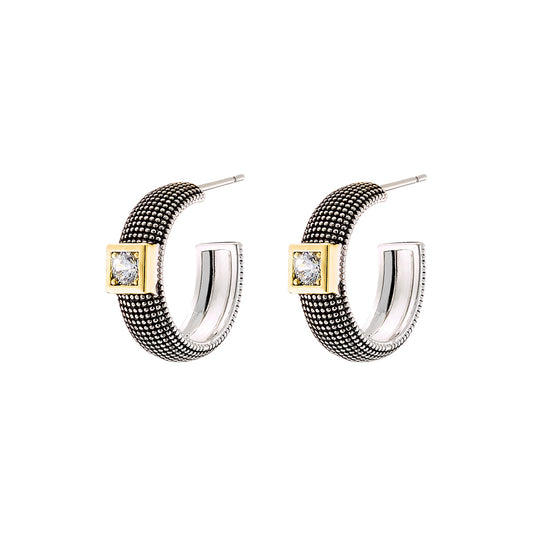 Natrix black/gold hoop earrings (oxidised)