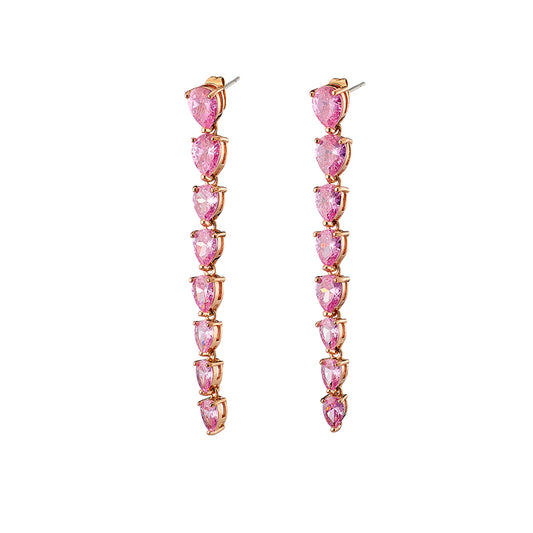 Eleganza pink zirconia drop earrings