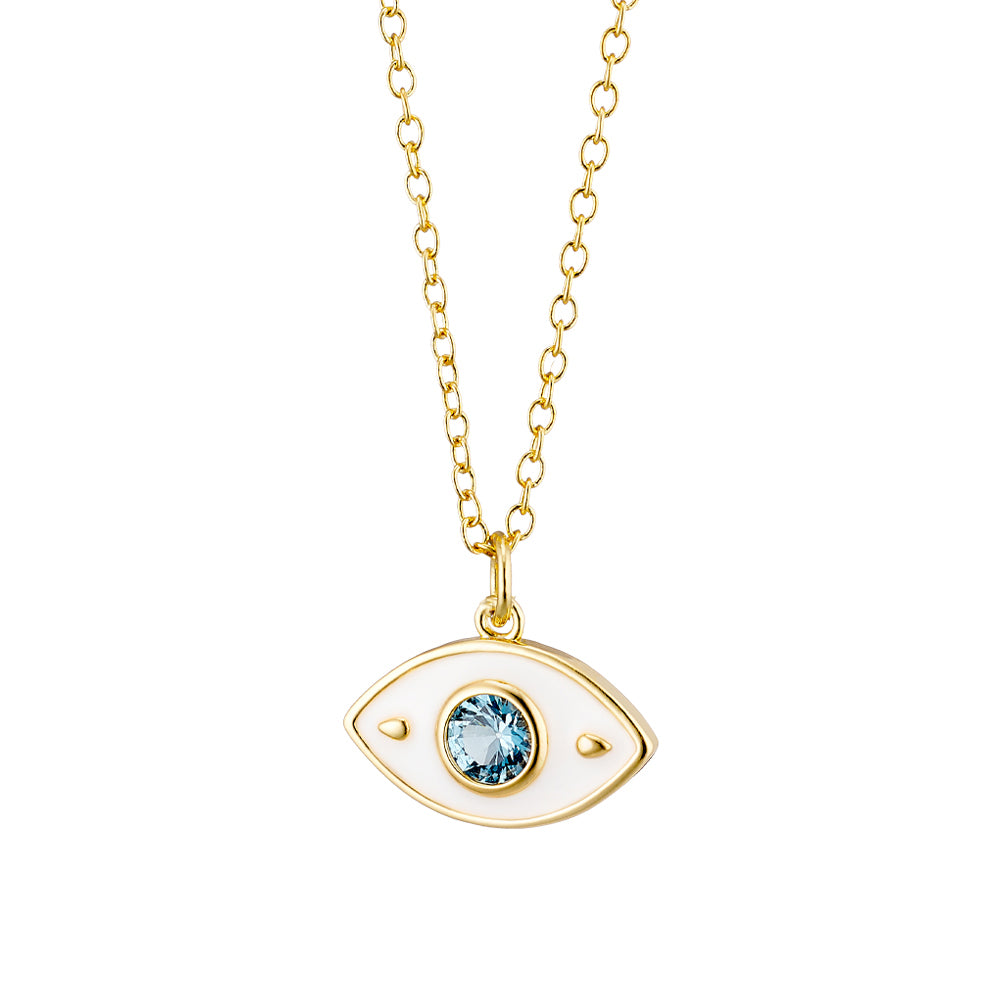 Dreams white eye necklace