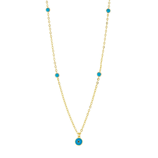 Doll gold-plated necklace with blue eye