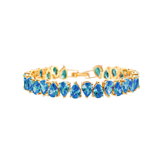 Eleganza gold tennis bracelet with blue zirconia