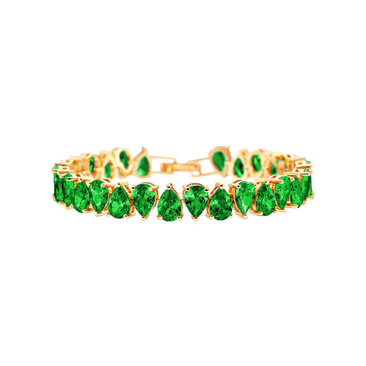 Eleganza gold tennis bracelet with green zirconia