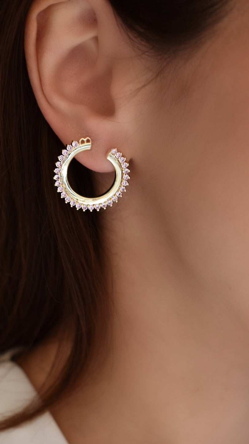 Crown pink zirconia hoops