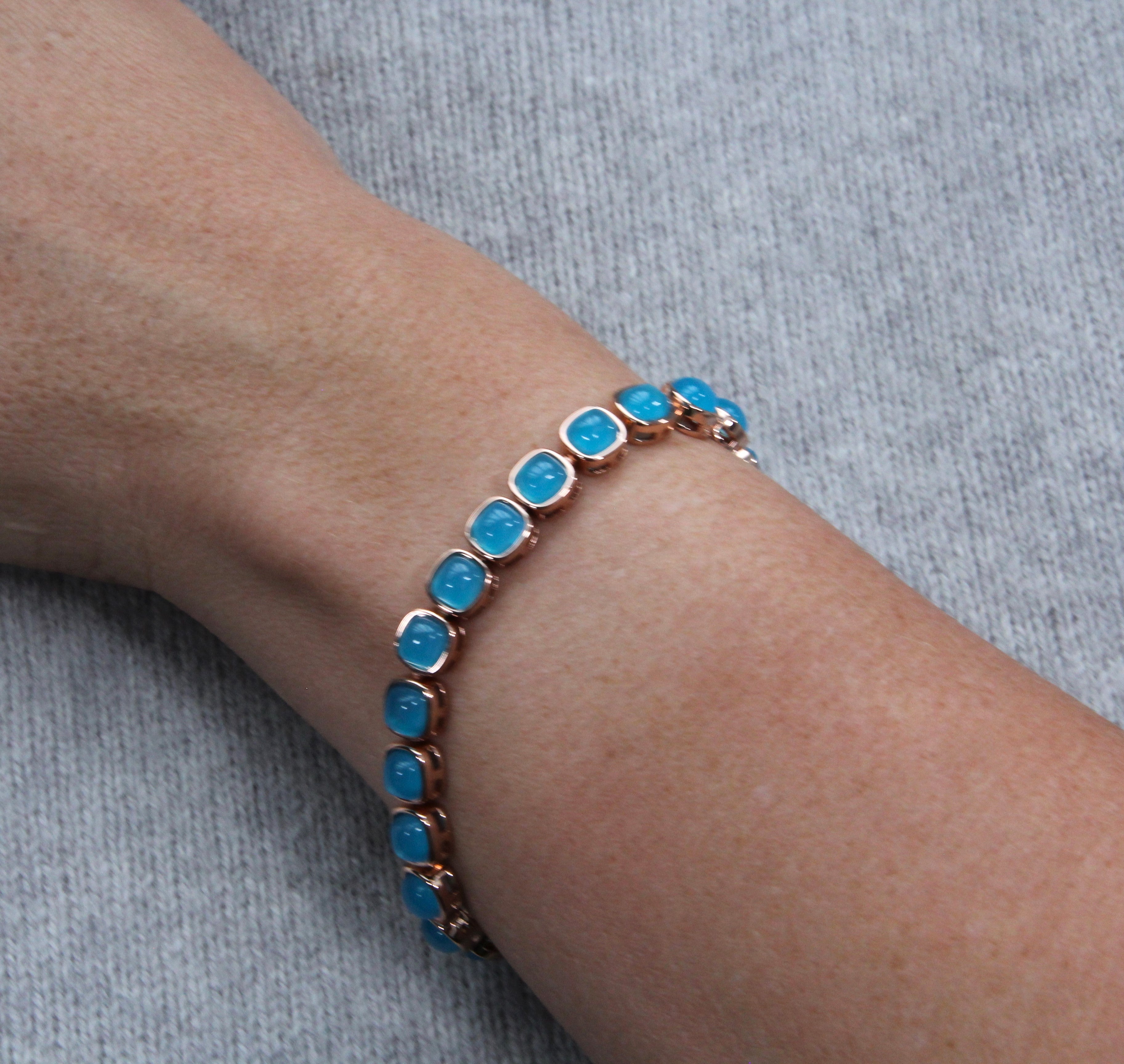MariaKinz Blue Heart Crystal Bracelet for Women, Girls