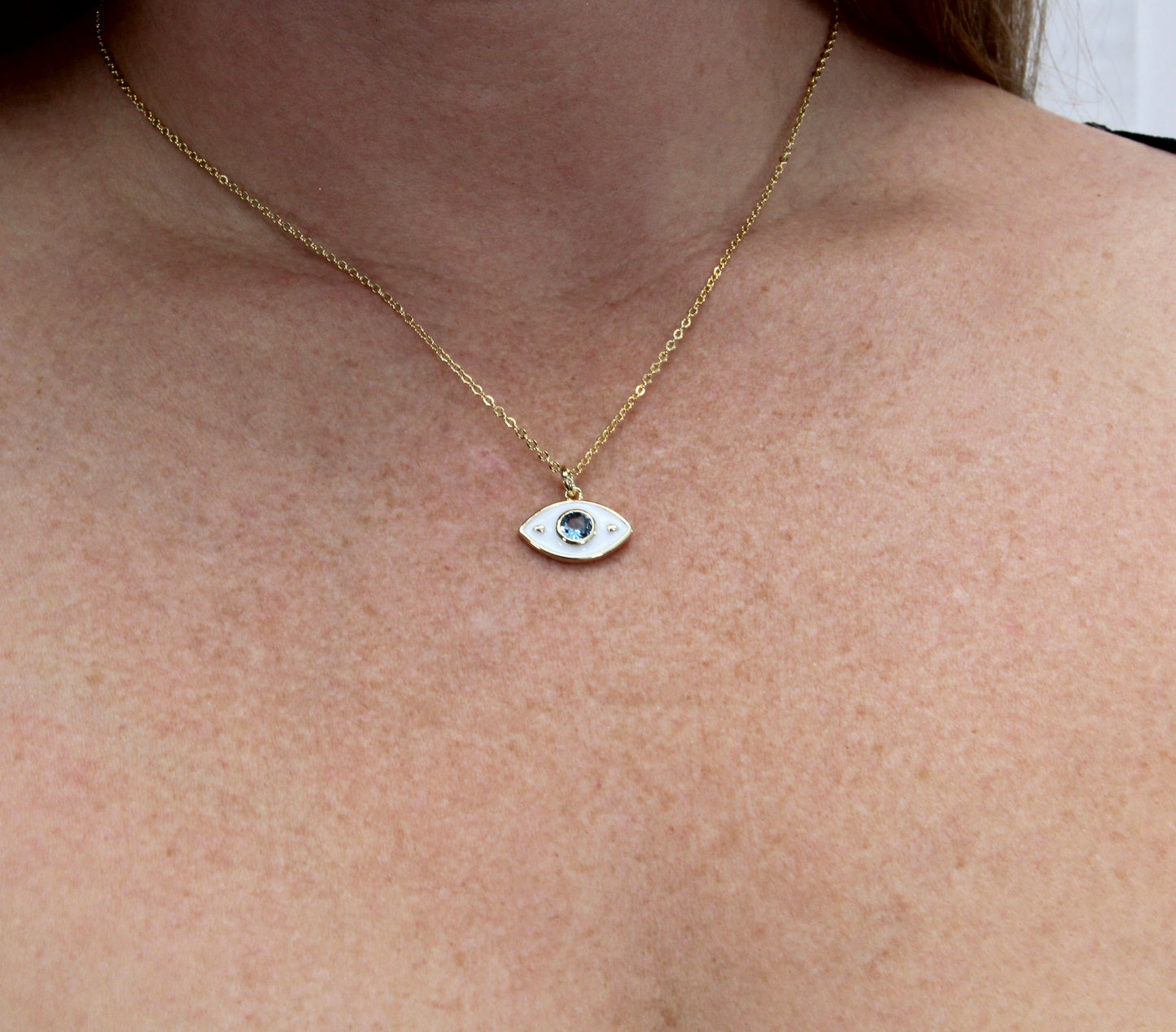 Dreams white eye necklace