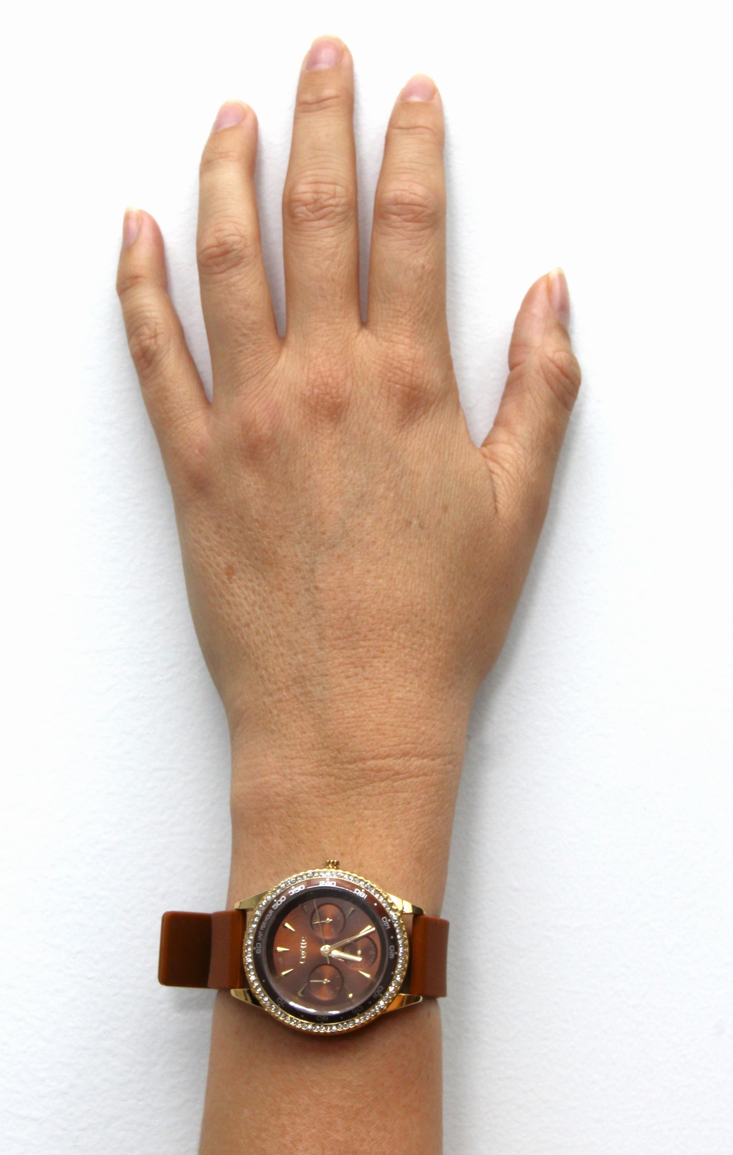 Messenger watch with brown silicone strap and brown dial