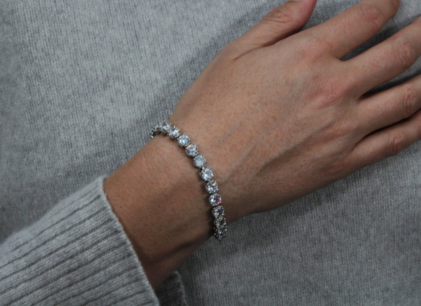 Party Tennis bracelet silver with white zirconia