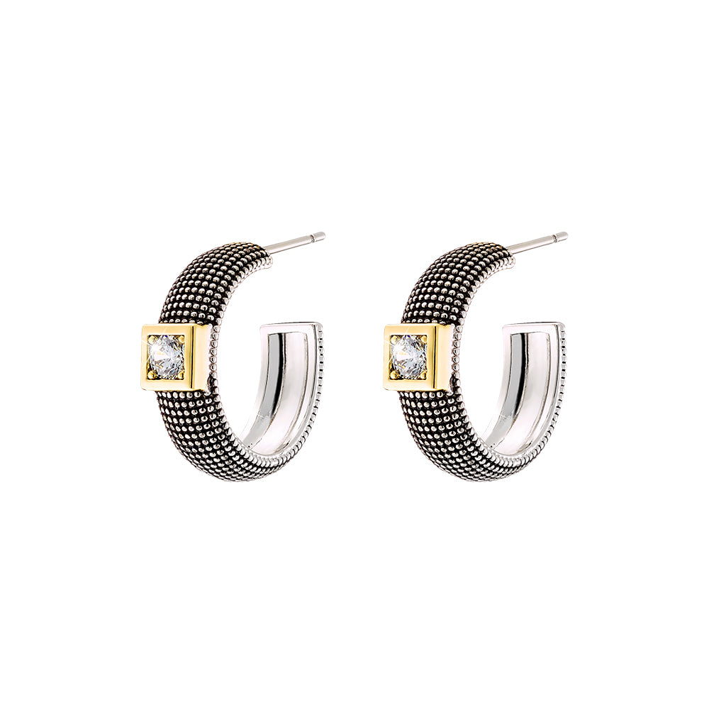 Natrix black/gold hoop earrings (oxidised)