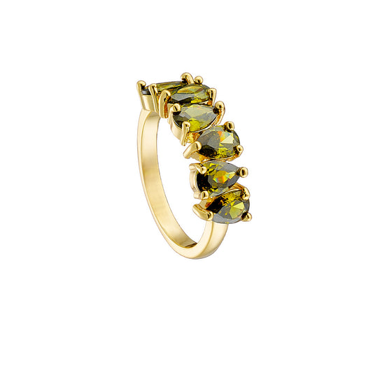 Eleganza gold-plated ring with olive zirconia